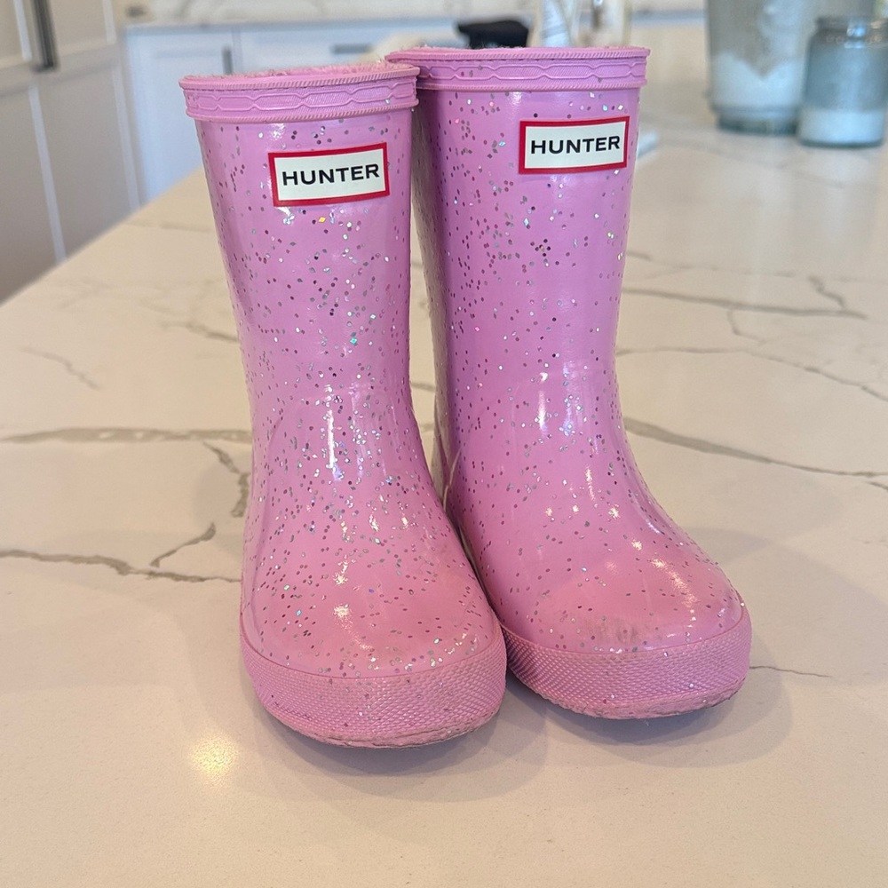 Hunter Sparkling Pink Kids' Boots size 9